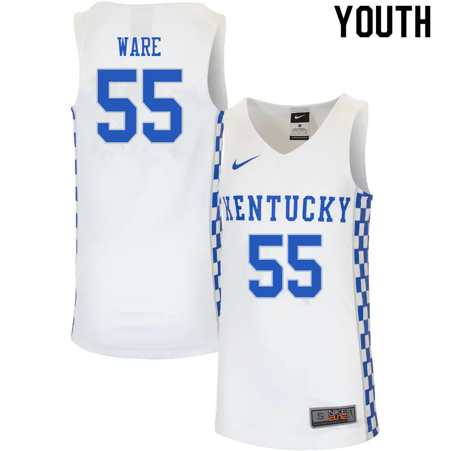 Youth #55 Lance Ware Kentucky Wildcats College Basketball Jerseys Sale-White